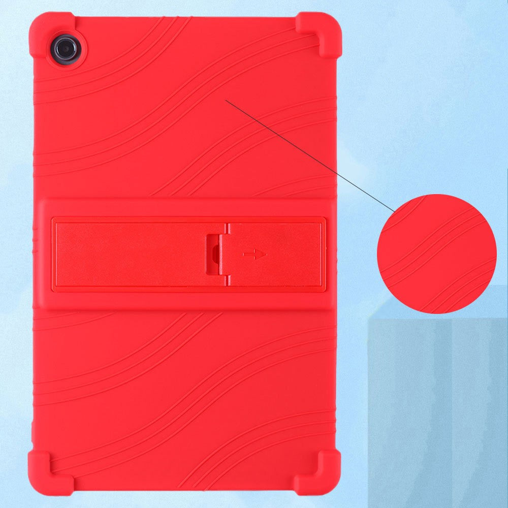 For Lenovo Tab M10 Plus (3rd Gen) / Xiaoxin Pad 2022 10.6 inch 125F / 128 Anti-collision Soft Silicone Tablet Protective Case Cover with Adjustable PC Kickstand - Red