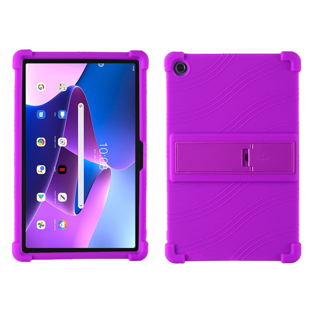 For Lenovo Tab M10 Plus (3rd Gen) / Xiaoxin Pad 2022 10.6 inch 125F / 128 Anti-collision Soft Silicone Tablet Protective Case Cover with Adjustable PC Kickstand - Purple