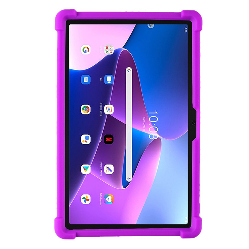 For Lenovo Tab M10 Plus (3rd Gen) / Xiaoxin Pad 2022 10.6 inch 125F / 128 Anti-collision Soft Silicone Tablet Protective Case Cover with Adjustable PC Kickstand - Purple