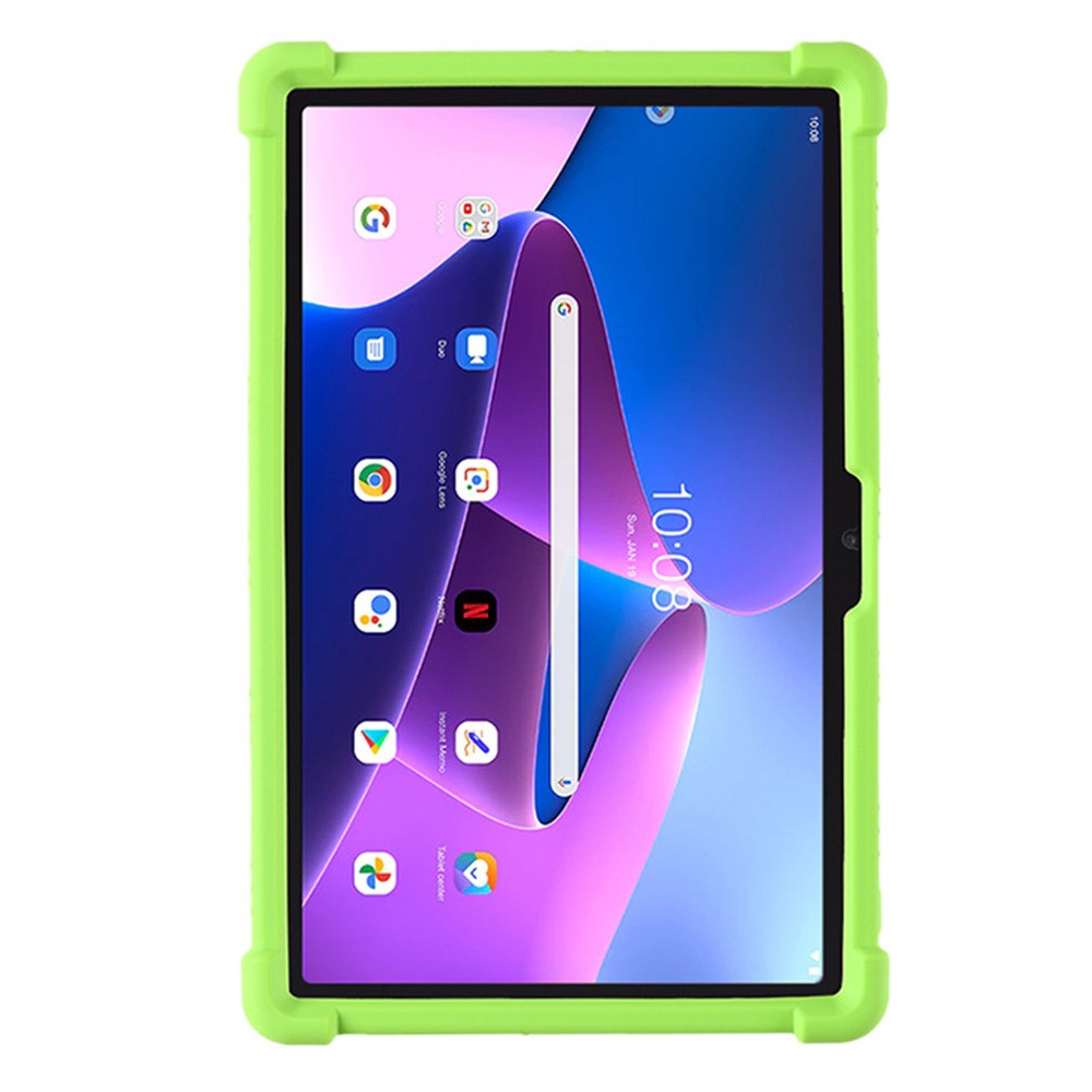 For Lenovo Tab M10 Plus (3rd Gen) / Xiaoxin Pad 2022 10.6 inch 125F / 128 Anti-collision Soft Silicone Tablet Protective Case Cover with Adjustable PC Kickstand - Green