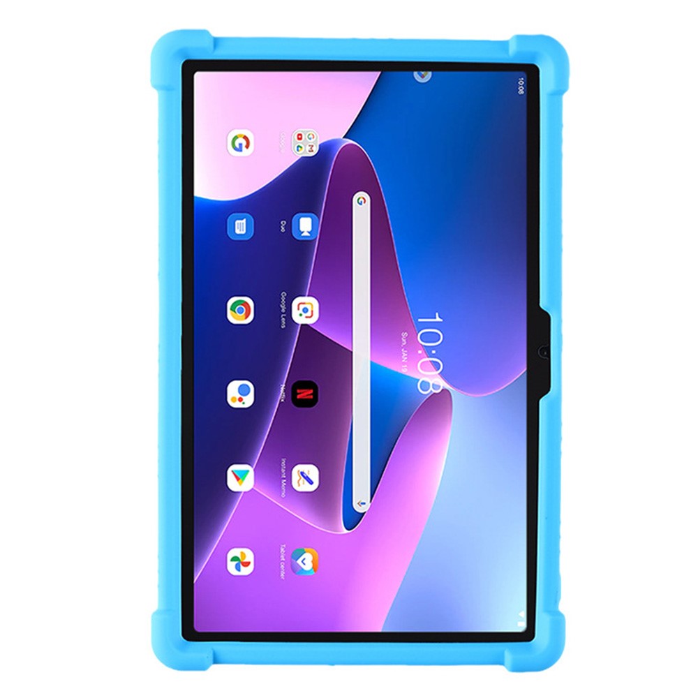 For Lenovo Tab M10 Plus (3rd Gen) / Xiaoxin Pad 2022 10.6 inch 125F / 128 Anti-collision Soft Silicone Tablet Protective Case Cover with Adjustable PC Kickstand - Sky Blue