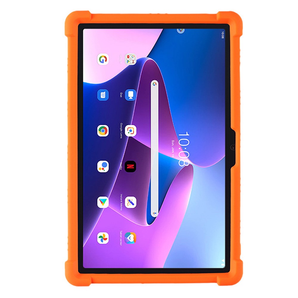 For Lenovo Tab M10 Plus (3rd Gen) / Xiaoxin Pad 2022 10.6 inch 125F / 128 Anti-collision Soft Silicone Tablet Protective Case Cover with Adjustable PC Kickstand - Orange