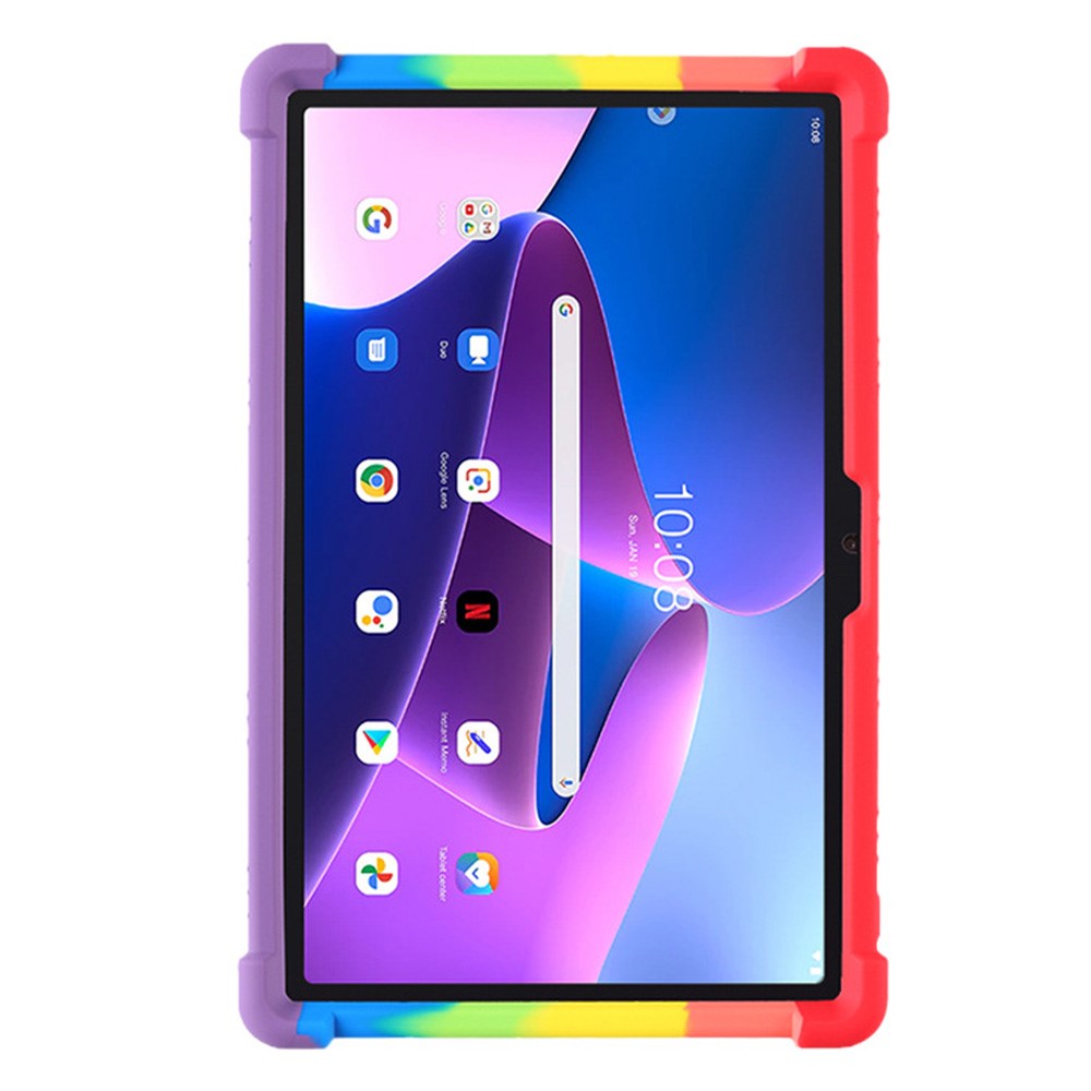 For Lenovo Tab M10 Plus (3rd Gen) / Xiaoxin Pad 2022 10.6 inch 125F / 128 Anti-collision Soft Silicone Tablet Protective Case Cover with Adjustable PC Kickstand - Rainbow
