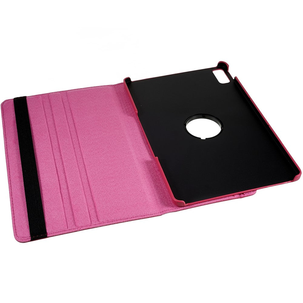 For Lenovo Tab P11 Gen 2 Rotary Tablet Case Stand PU Leather Drop-Proof Tablet Cover with Elastic Band - Rose