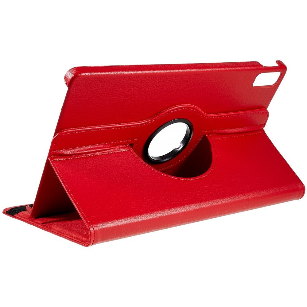 For Lenovo Tab P11 Gen 2 Rotary Tablet Case Stand PU Leather Drop-Proof Tablet Cover with Elastic Band - Red