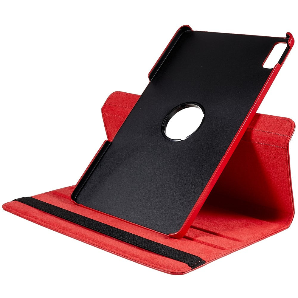 For Lenovo Tab P11 Gen 2 Rotary Tablet Case Stand PU Leather Drop-Proof Tablet Cover with Elastic Band - Red