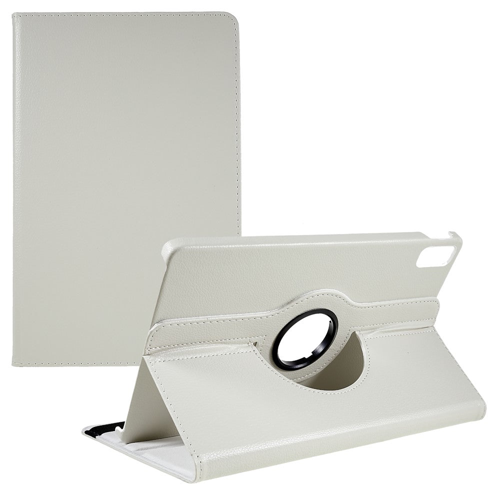 For Lenovo Tab P11 Gen 2 Rotary Tablet Case Stand PU Leather Drop-Proof Tablet Cover with Elastic Band - White