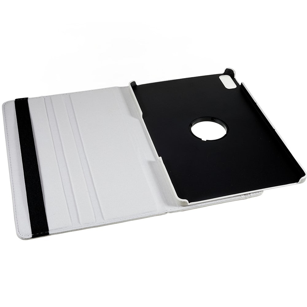 For Lenovo Tab P11 Gen 2 Rotary Tablet Case Stand PU Leather Drop-Proof Tablet Cover with Elastic Band - White