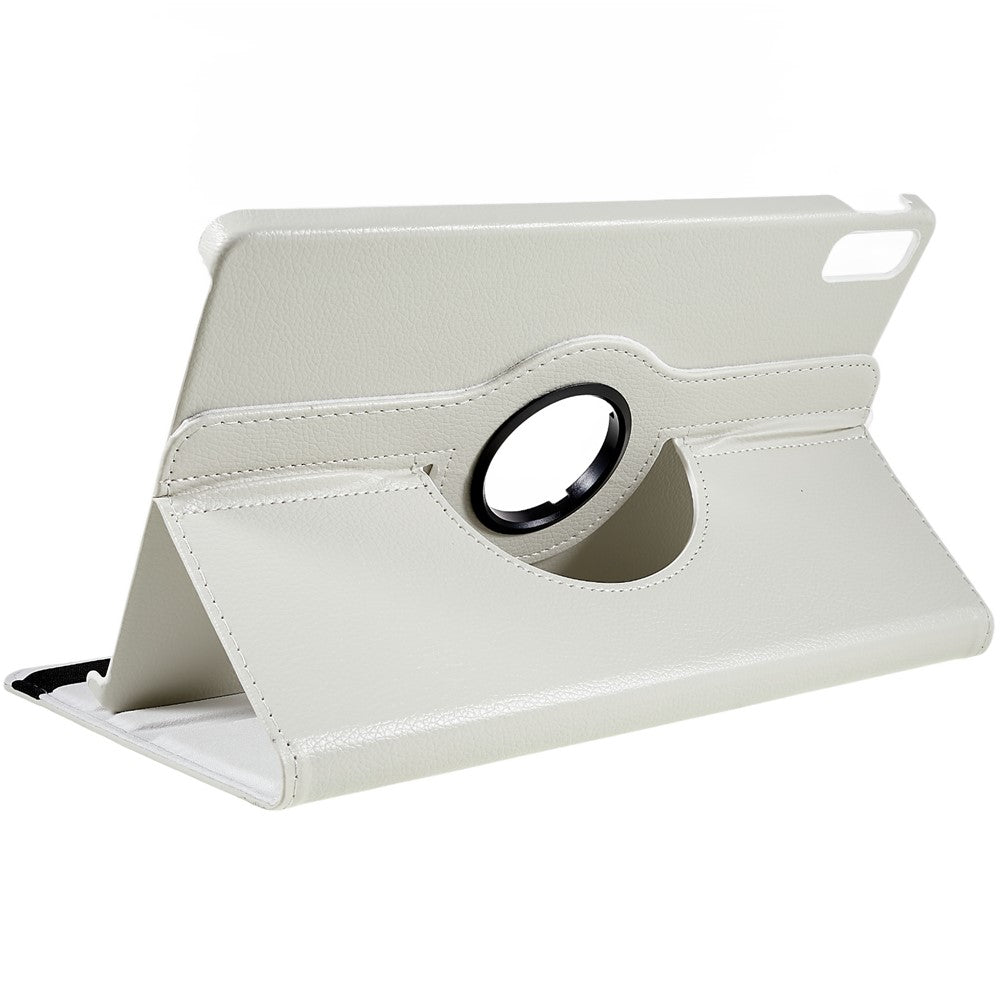 For Lenovo Tab P11 Gen 2 Rotary Tablet Case Stand PU Leather Drop-Proof Tablet Cover with Elastic Band - White