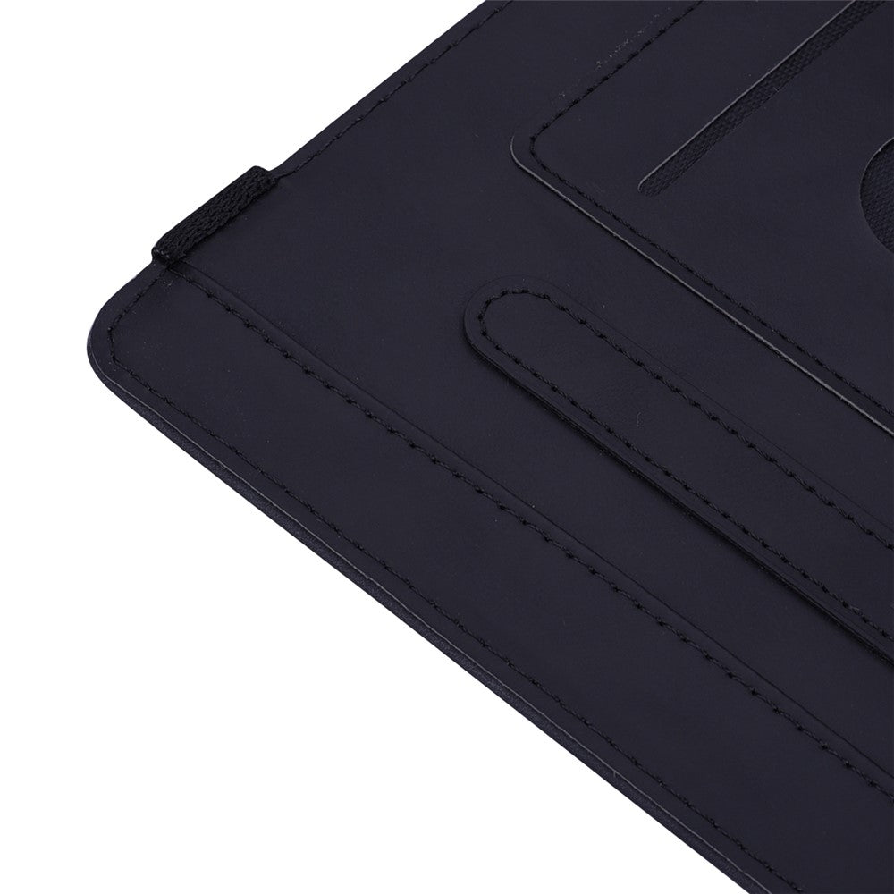 For Lenovo Pad Pro 2022 / Tab P11 Pro Gen 2 Imprinted Flower Pattern Tablet Case PU Leather Stand Card Slot Cover with Elastic Band and Pen Loop - Black