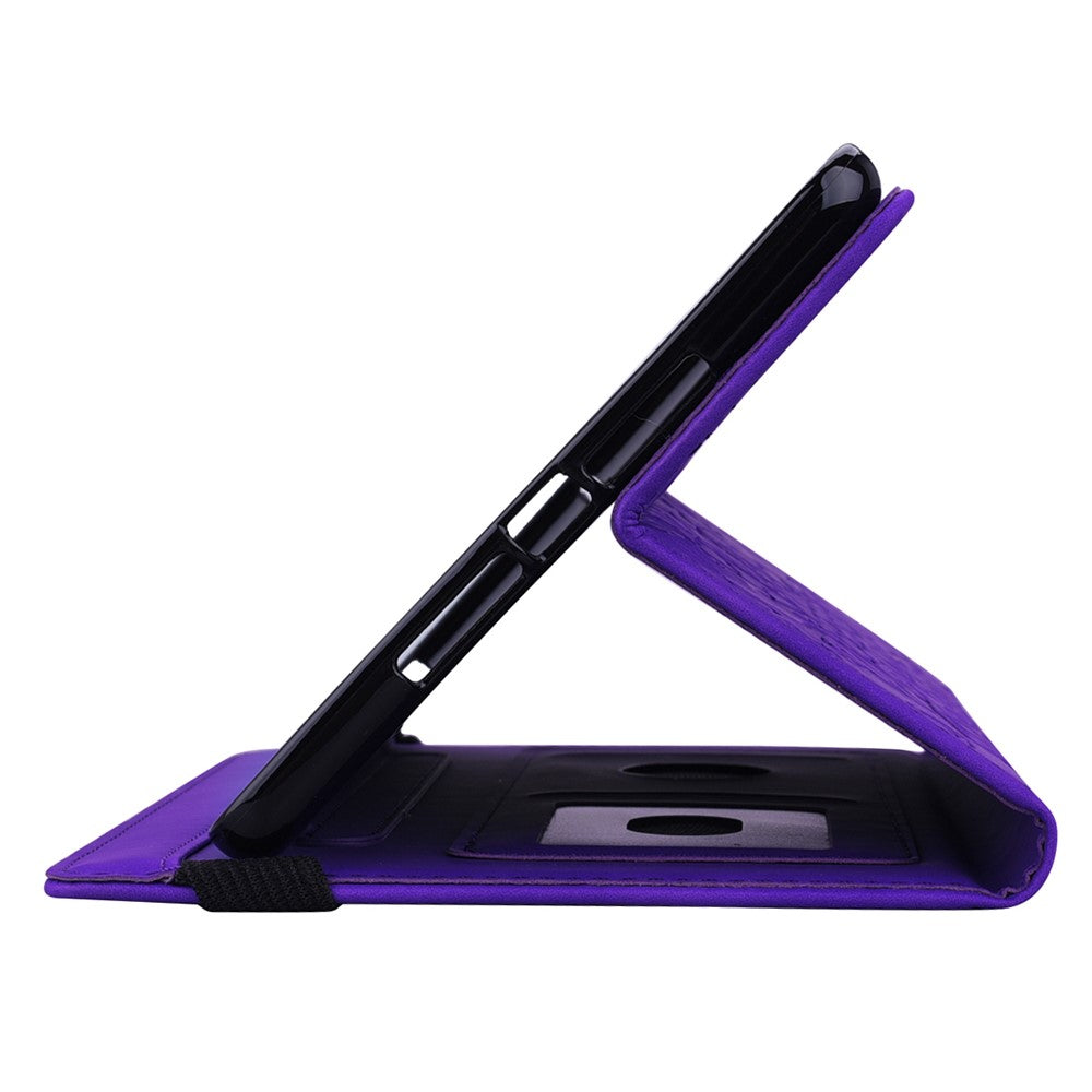 For Lenovo Pad Pro 2022 / Tab P11 Pro Gen 2 Imprinted Flower Pattern Tablet Case PU Leather Stand Card Slot Cover with Elastic Band and Pen Loop - Purple