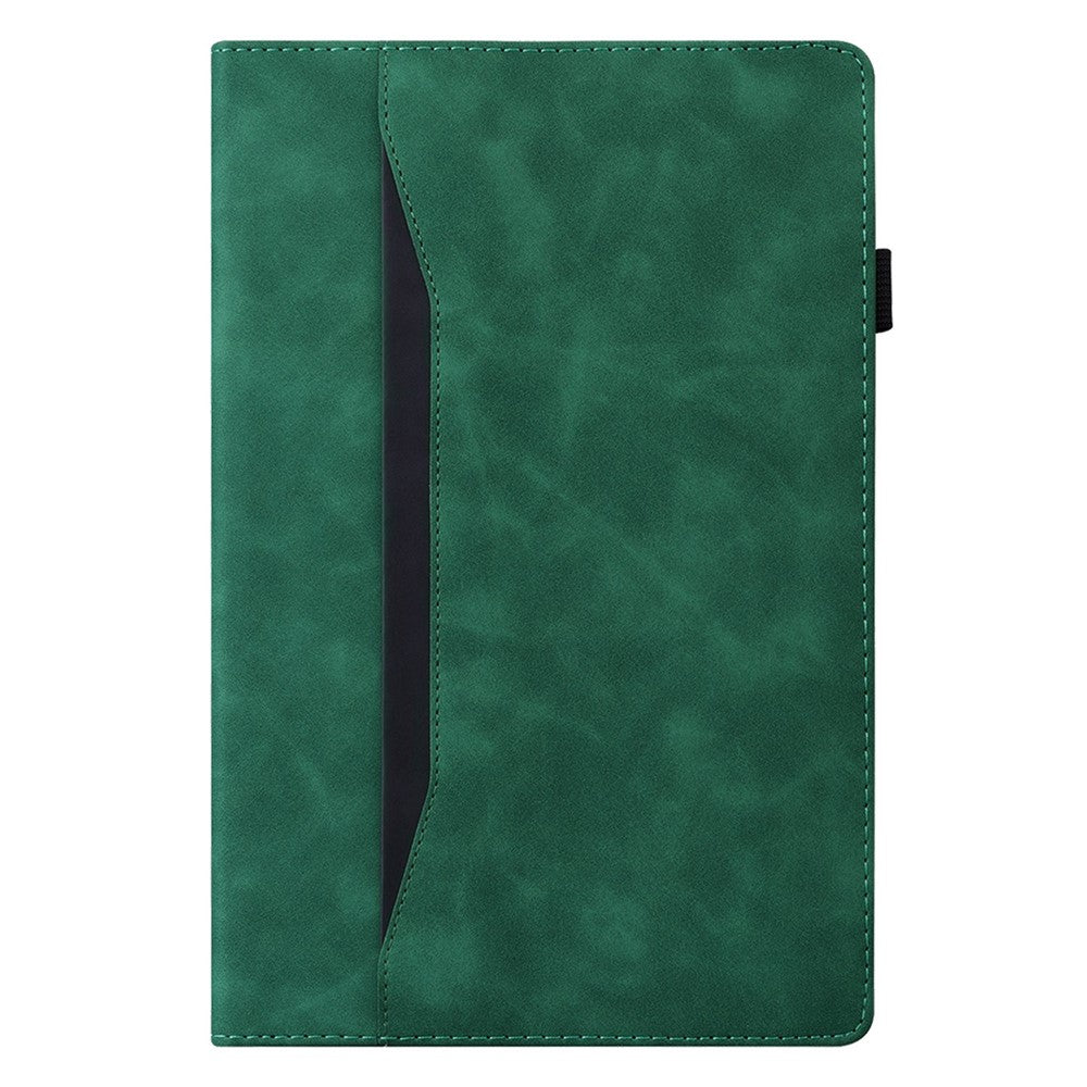 For Lenovo Pad Pro 2022 / Tab P11 Pro Gen 2 Viewing Stand Business Folio Tablet Cover PU Leather Wallet Elastic Band Protective Case with Pencil Holder - Green