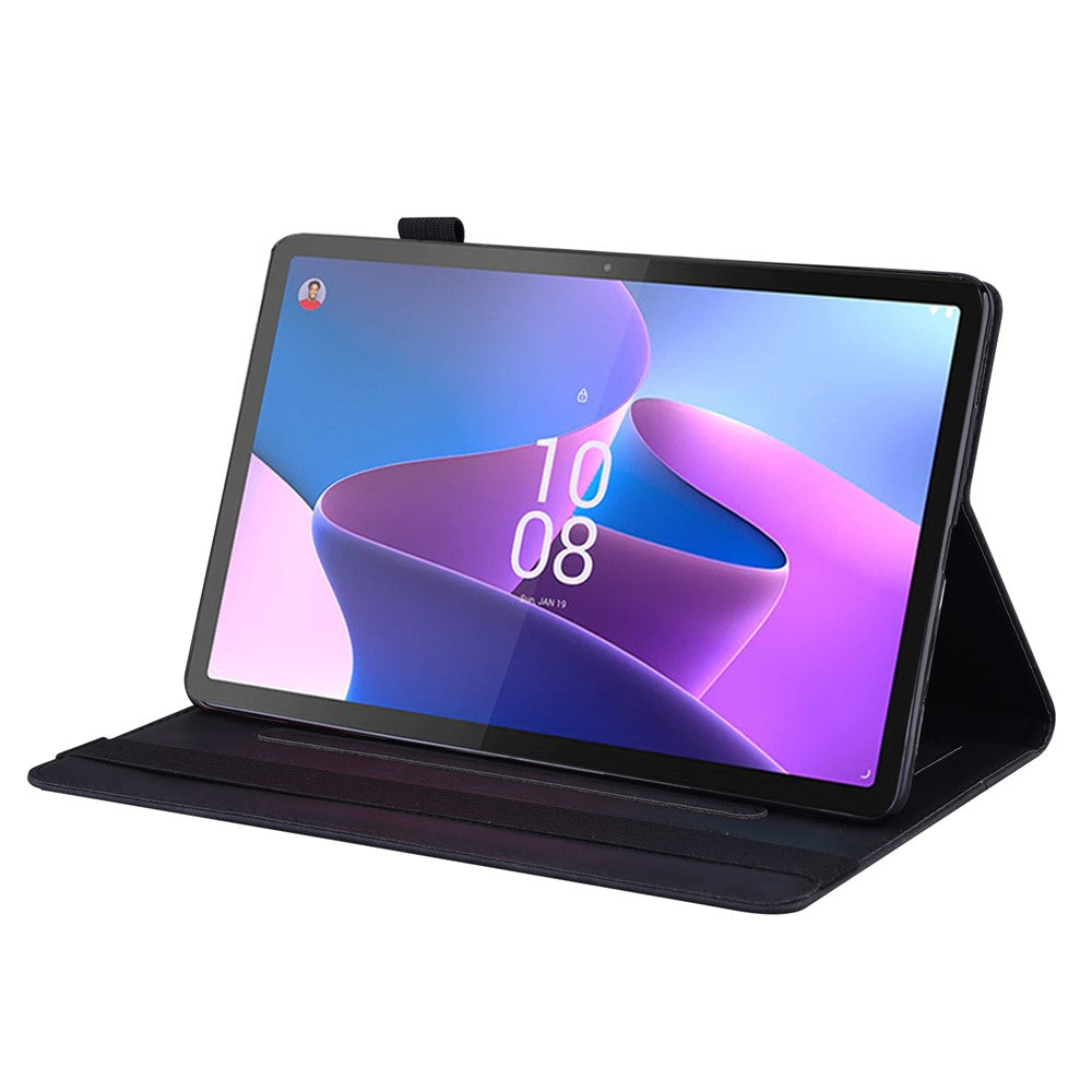 For Lenovo Pad Pro 2022 / Tab P11 Pro Gen 2 Viewing Stand Business Folio Tablet Cover PU Leather Wallet Elastic Band Protective Case with Pencil Holder - Black
