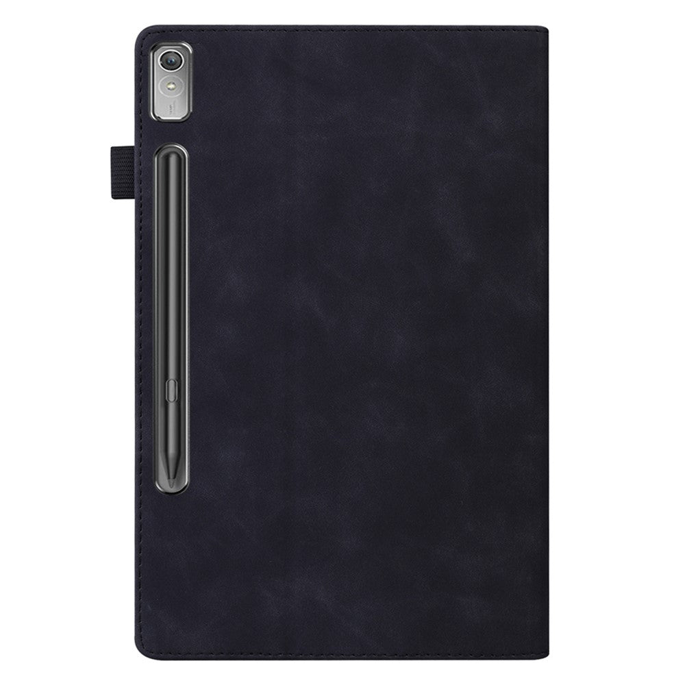 For Lenovo Pad Pro 2022 / Tab P11 Pro Gen 2 Viewing Stand Business Folio Tablet Cover PU Leather Wallet Elastic Band Protective Case with Pencil Holder - Black