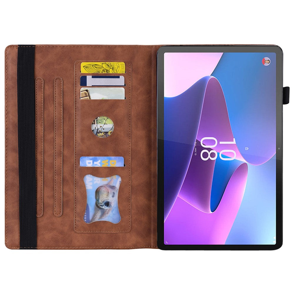 For Lenovo Pad Pro 2022 / Tab P11 Pro Gen 2 Viewing Stand Business Folio Tablet Cover PU Leather Wallet Elastic Band Protective Case with Pencil Holder - Brown