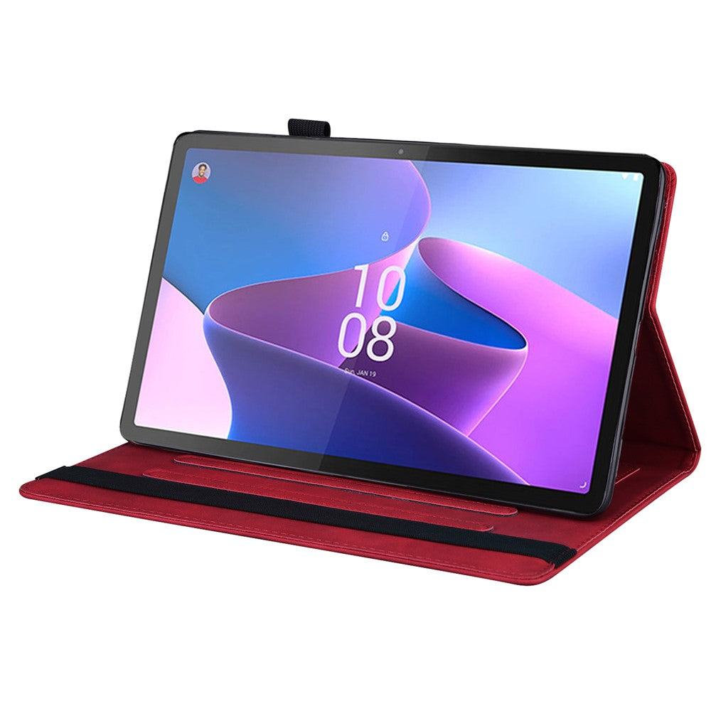 For Lenovo Pad Pro 2022 / Tab P11 Pro Gen 2 Viewing Stand Business Folio Tablet Cover PU Leather Wallet Elastic Band Protective Case with Pencil Holder - Red