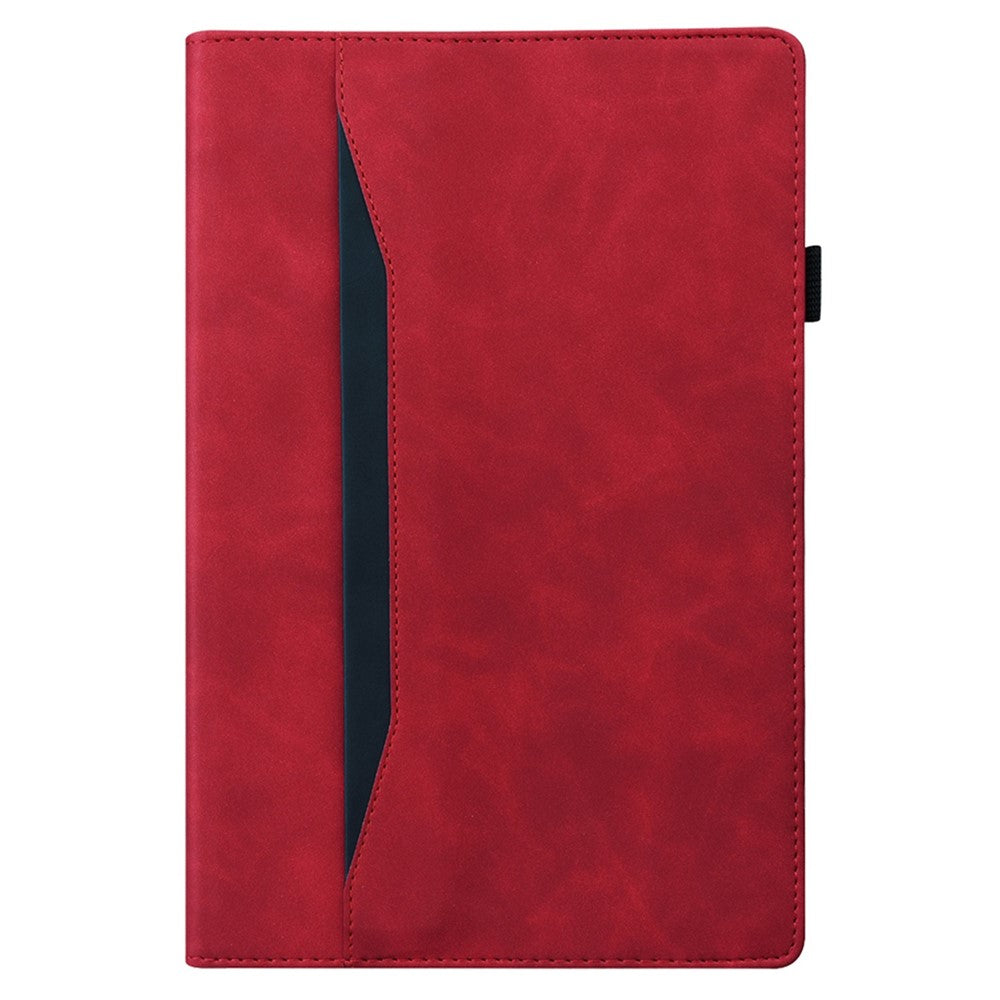 For Lenovo Pad Pro 2022 / Tab P11 Pro Gen 2 Viewing Stand Business Folio Tablet Cover PU Leather Wallet Elastic Band Protective Case with Pencil Holder - Red