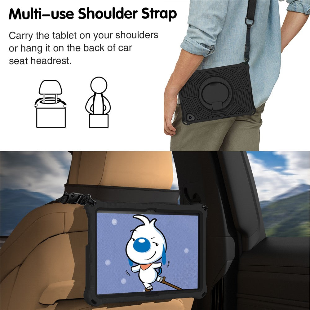 For Lenovo Tab M10 TB-X505F / TB-X605F (10.1") / M10 FHD REL TB-X605FC / TB-X605LC (10.1") / Tab P10 TB-X705F (10.1") Shockproof Spider Web Texture Tablet Cover Kickstand Tablet Case - Black