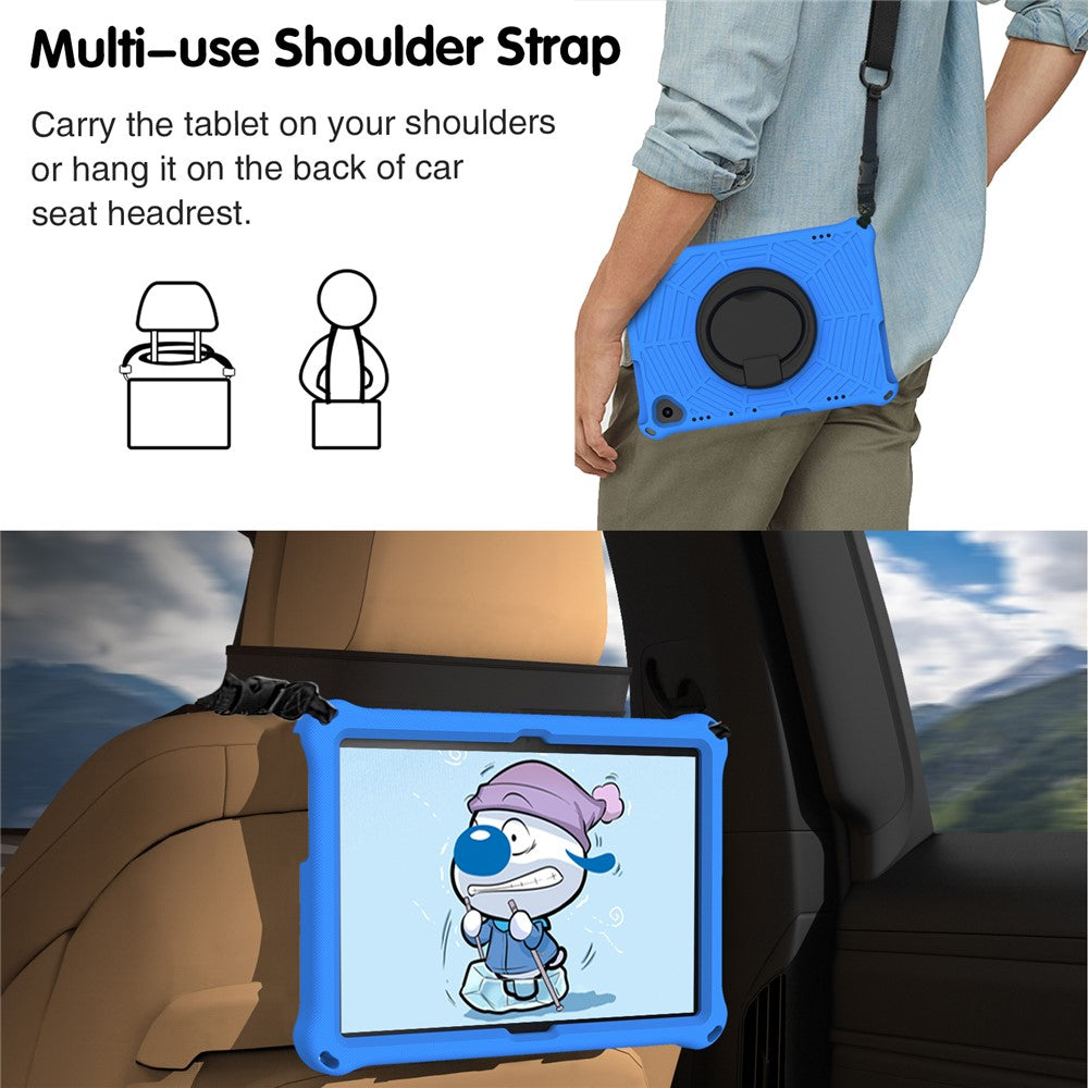 For Lenovo Tab M10 TB-X505F / TB-X605F (10.1") / M10 FHD REL TB-X605FC / TB-X605LC (10.1") / Tab P10 TB-X705F (10.1") Shockproof Spider Web Texture Tablet Cover Kickstand Tablet Case - Blue