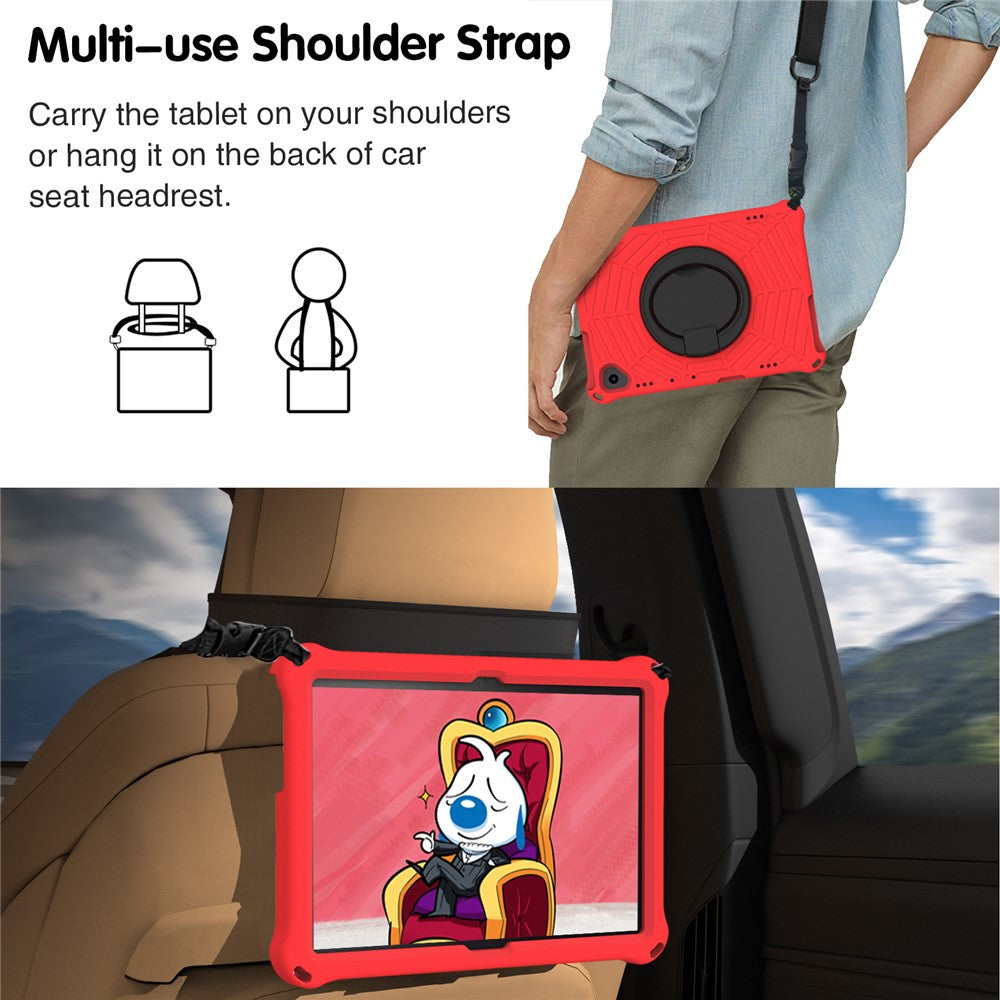 For Lenovo Tab M10 TB-X505F / TB-X605F (10.1") / M10 FHD REL TB-X605FC / TB-X605LC (10.1") / Tab P10 TB-X705F (10.1") Shockproof Spider Web Texture Tablet Cover Kickstand Tablet Case - Red