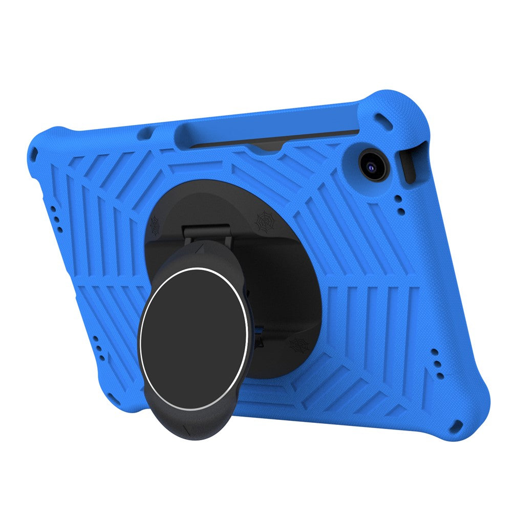 For Lenovo Tab M10 Plus (3rd Gen) / Xiaoxin Pad 2022 10.6 inch Spider Web Texture Shockproof EVA Case 360 Degree Rotation Kickstand Anti-scratch Cover with Shoulder Strap - Blue