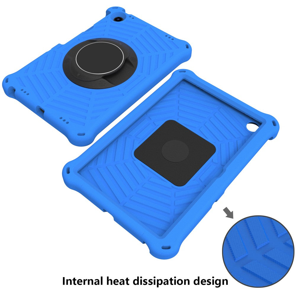 For Lenovo Tab M10 Plus (3rd Gen) / Xiaoxin Pad 2022 10.6 inch Spider Web Texture Shockproof EVA Case 360 Degree Rotation Kickstand Anti-scratch Cover with Shoulder Strap - Blue