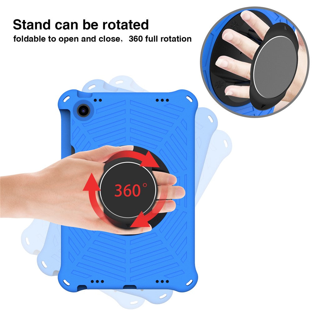 For Lenovo Tab M10 Plus (3rd Gen) / Xiaoxin Pad 2022 10.6 inch Spider Web Texture Shockproof EVA Case 360 Degree Rotation Kickstand Anti-scratch Cover with Shoulder Strap - Blue