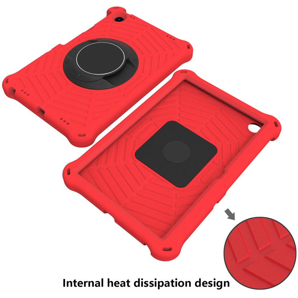 For Lenovo Tab M10 Plus (3rd Gen) / Xiaoxin Pad 2022 10.6 inch Spider Web Texture Shockproof EVA Case 360 Degree Rotation Kickstand Anti-scratch Cover with Shoulder Strap - Red