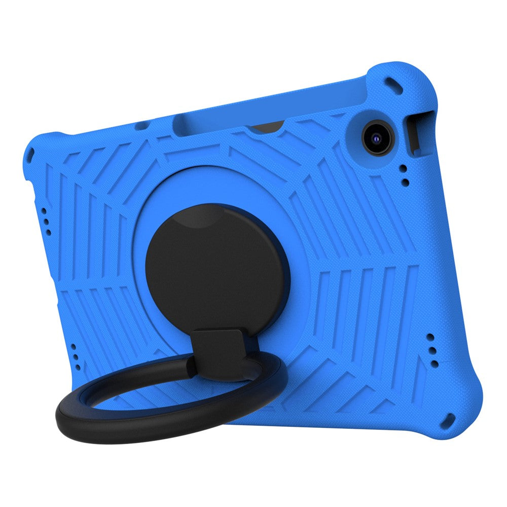 For Lenovo Tab M10 Plus (3rd Gen) / Xiaoxin Pad 2022 10.6 inch Shockproof Spider Web Texture Tablet Cover Kickstand Hand Grip Tablet Case with Shoulder Strap - Blue