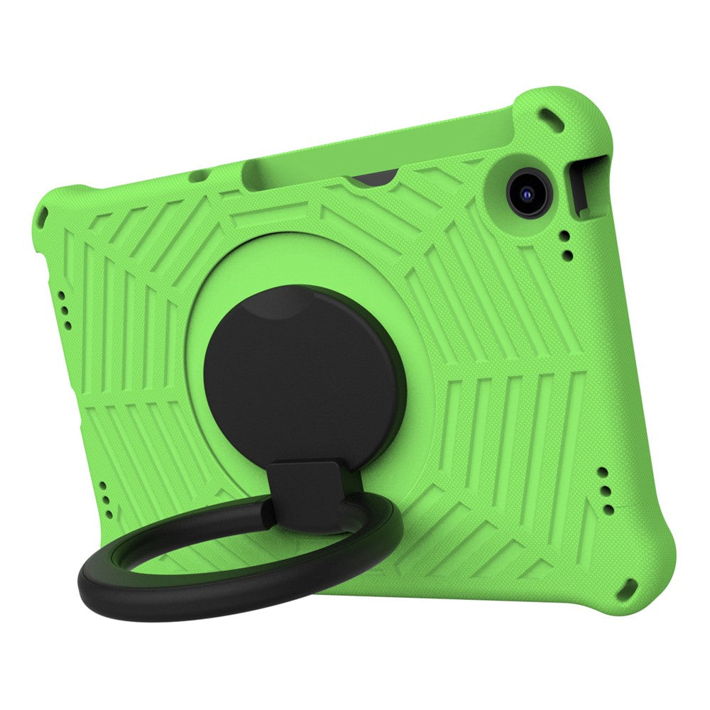 For Lenovo Tab M10 Plus (3rd Gen) / Xiaoxin Pad 2022 10.6 inch Shockproof Spider Web Texture Tablet Cover Kickstand Hand Grip Tablet Case with Shoulder Strap - Green