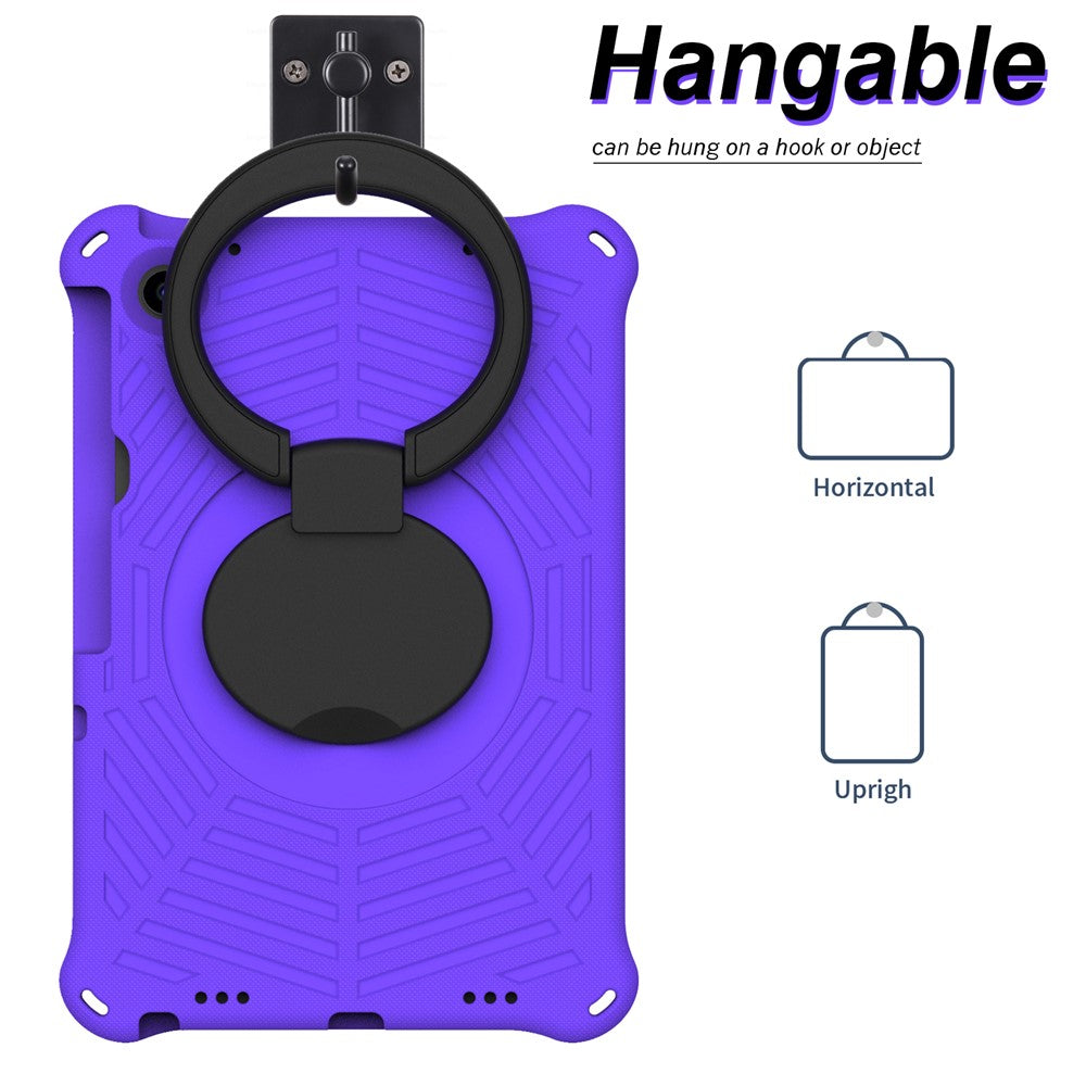For Lenovo Tab M10 Plus (3rd Gen) / Xiaoxin Pad 2022 10.6 inch Shockproof Spider Web Texture Tablet Cover Kickstand Hand Grip Tablet Case with Shoulder Strap - Purple