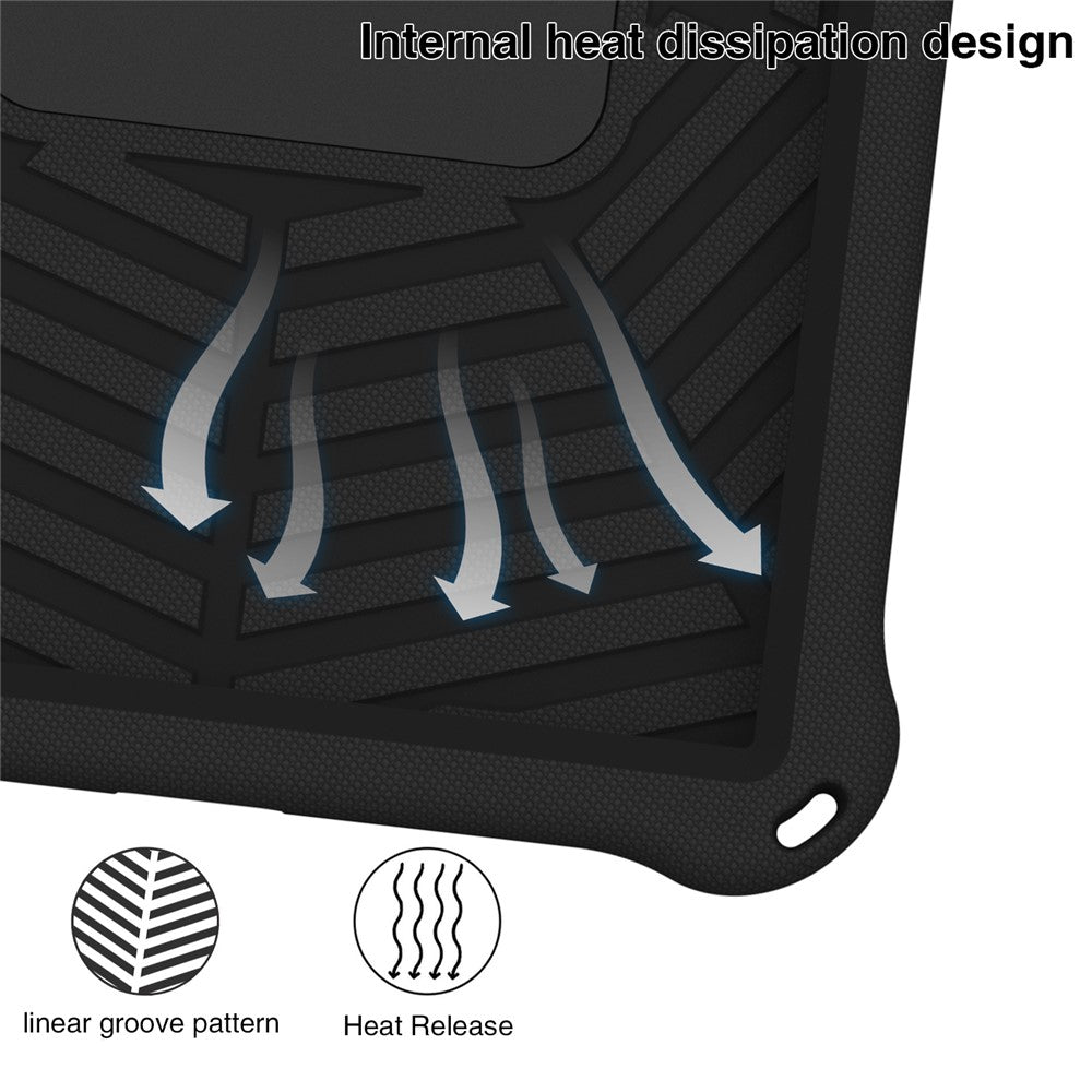 For Lenovo Tab P11 TB-J606F (11") / Tab P11 Plus Protective Kickstand Case Spider Web Texture Tablet Cover with Shoulder Strap - Black