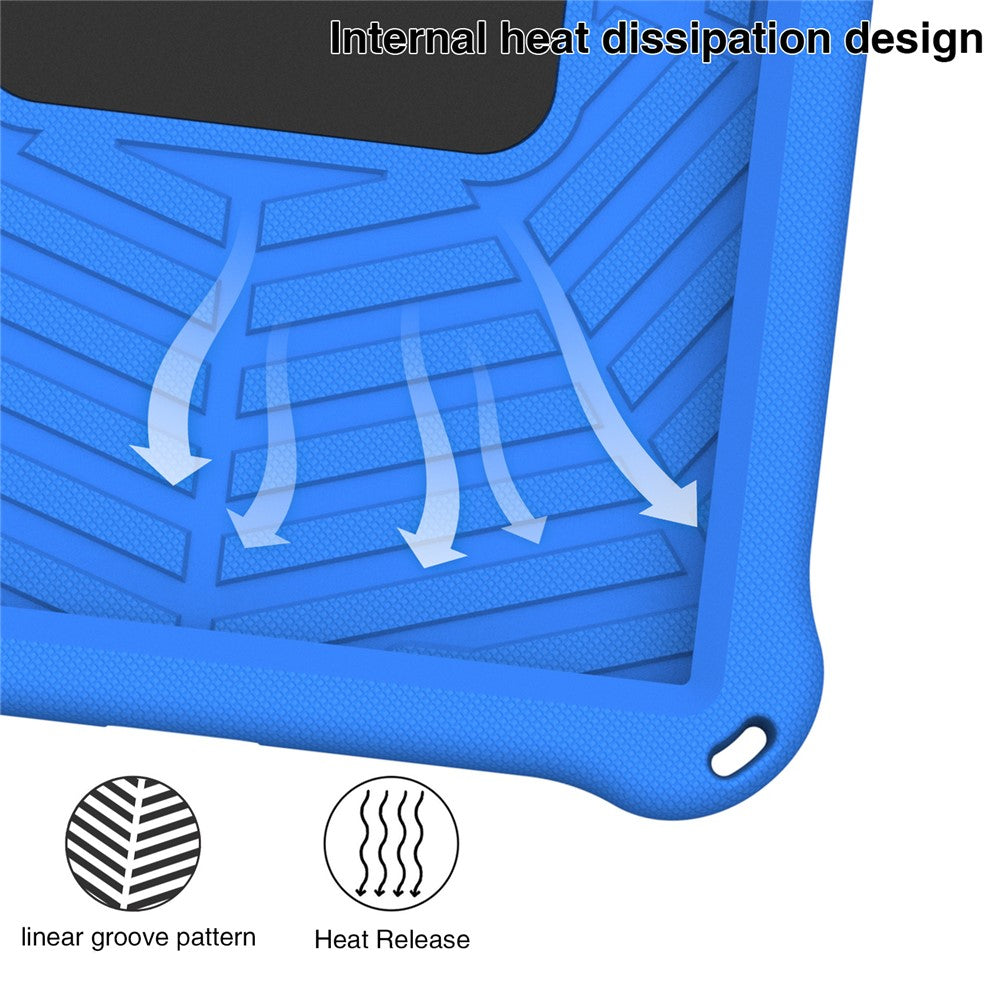 For Lenovo Tab P11 TB-J606F (11") / Tab P11 Plus Protective Kickstand Case Spider Web Texture Tablet Cover with Shoulder Strap - Blue