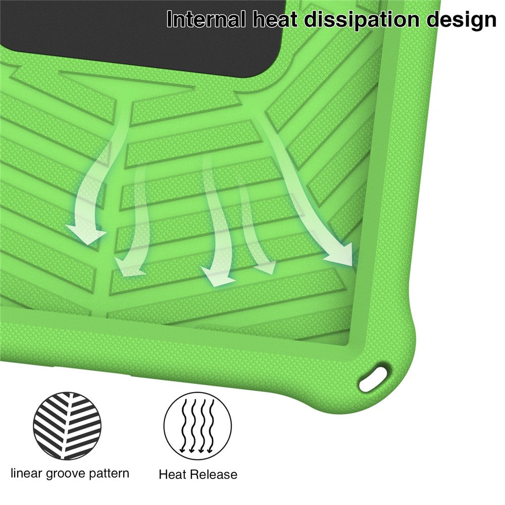 For Lenovo Tab P11 TB-J606F (11") / Tab P11 Plus Protective Kickstand Case Spider Web Texture Tablet Cover with Shoulder Strap - Green