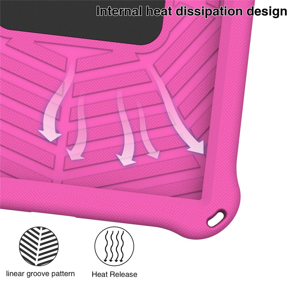 For Lenovo Tab P11 TB-J606F (11") / Tab P11 Plus Protective Kickstand Case Spider Web Texture Tablet Cover with Shoulder Strap - Rose