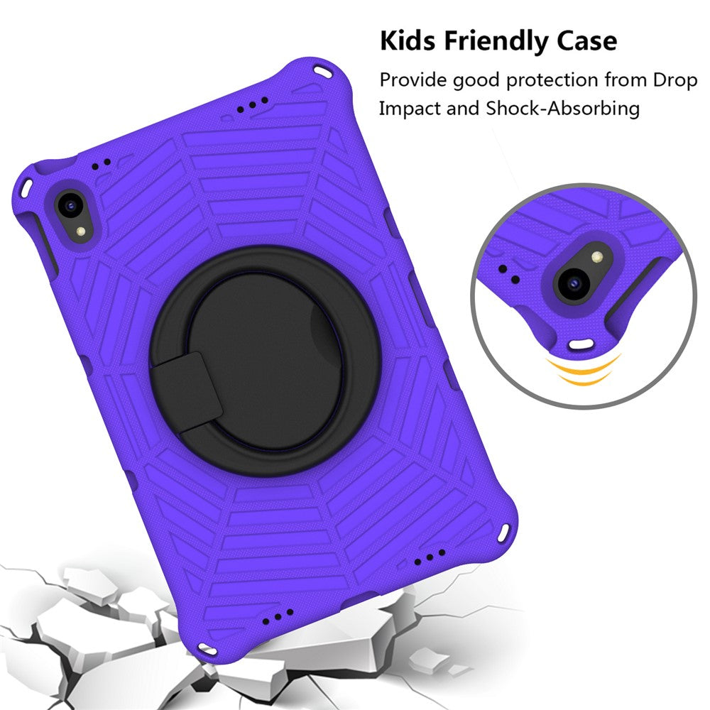 For Lenovo Tab P11 TB-J606F (11") / Tab P11 Plus Protective Kickstand Case Spider Web Texture Tablet Cover with Shoulder Strap - Purple
