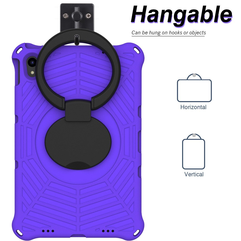For Lenovo Tab P11 TB-J606F (11") / Tab P11 Plus Protective Kickstand Case Spider Web Texture Tablet Cover with Shoulder Strap - Purple
