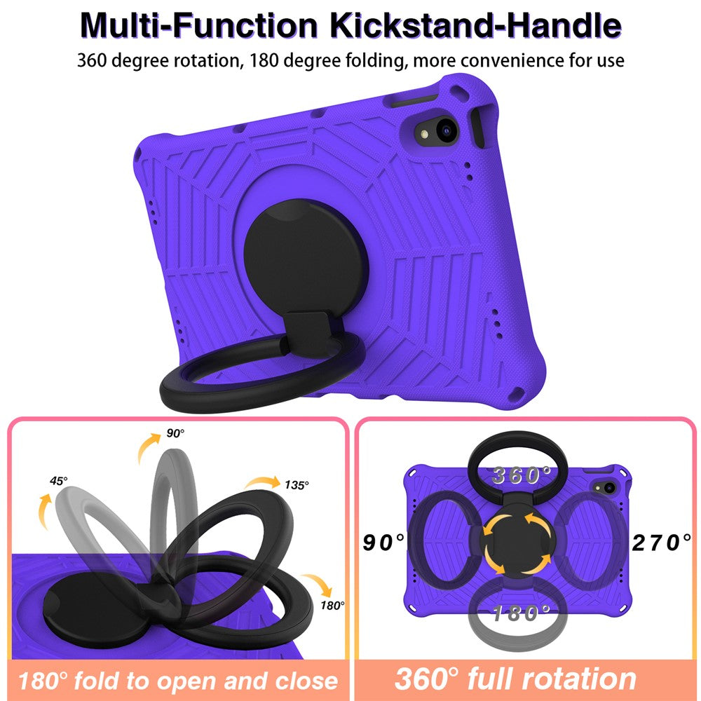 For Lenovo Tab P11 TB-J606F (11") / Tab P11 Plus Protective Kickstand Case Spider Web Texture Tablet Cover with Shoulder Strap - Purple