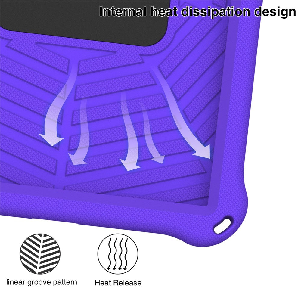 For Lenovo Tab P11 TB-J606F (11") / Tab P11 Plus Protective Kickstand Case Spider Web Texture Tablet Cover with Shoulder Strap - Purple