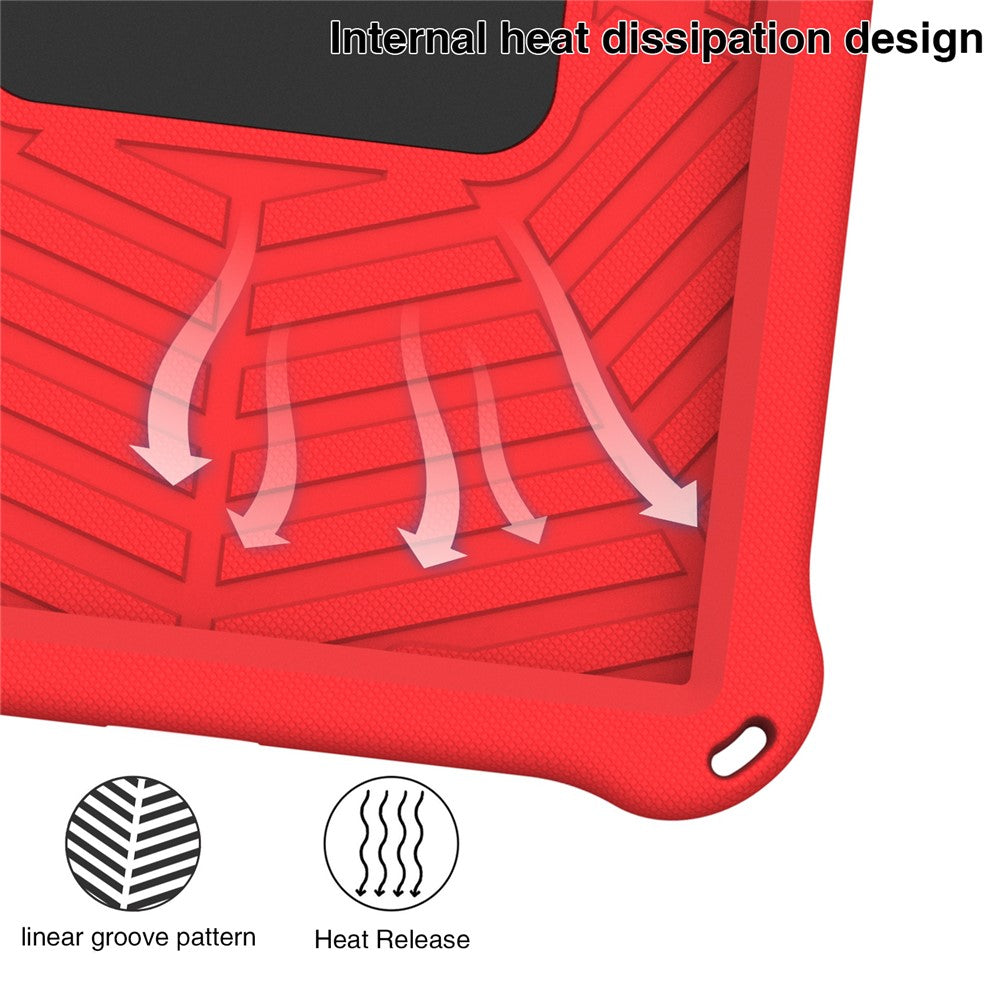 For Lenovo Tab P11 TB-J606F (11") / Tab P11 Plus Protective Kickstand Case Spider Web Texture Tablet Cover with Shoulder Strap - Red