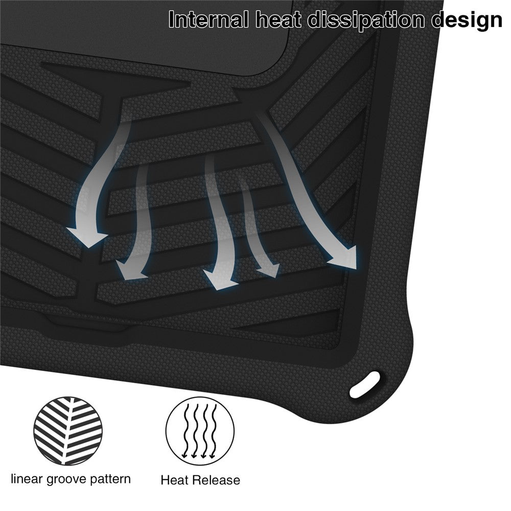 For Lenovo Tab M10 Plus / Tab M10 FHD Plus TB-X606F Spider Web Texture Rugged Protective Cover EVA Kickstand Hand Grip Kid-Proof Tablet Case with Shoulder Strap - Black