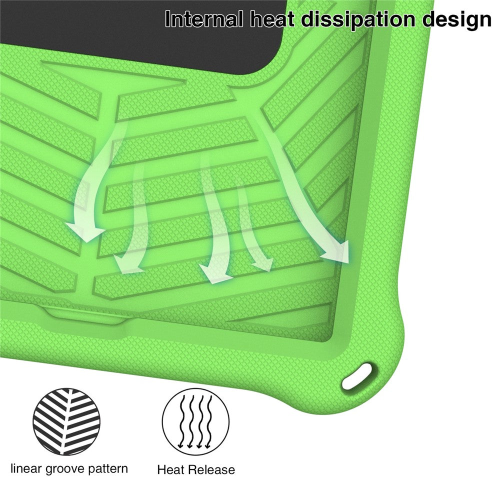 For Lenovo Tab M10 Plus / Tab M10 FHD Plus TB-X606F Spider Web Texture Rugged Protective Cover EVA Kickstand Hand Grip Kid-Proof Tablet Case with Shoulder Strap - Green