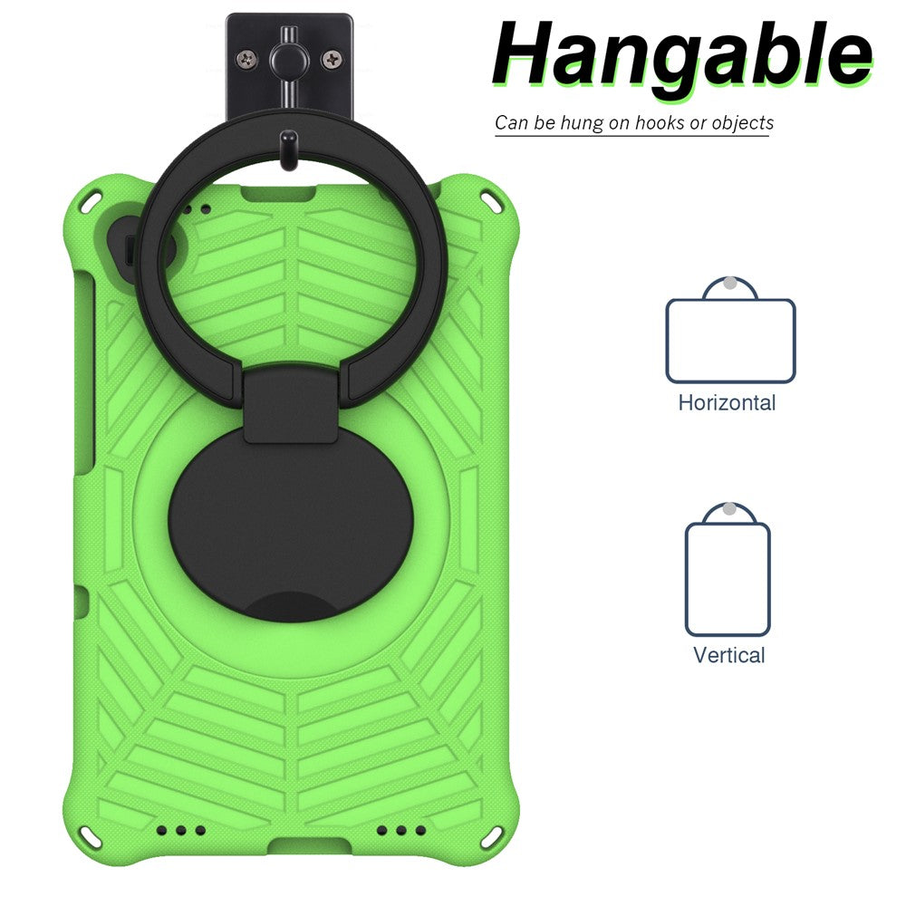 For Lenovo Tab M10 Plus / Tab M10 FHD Plus TB-X606F Spider Web Texture Rugged Protective Cover EVA Kickstand Hand Grip Kid-Proof Tablet Case with Shoulder Strap - Green