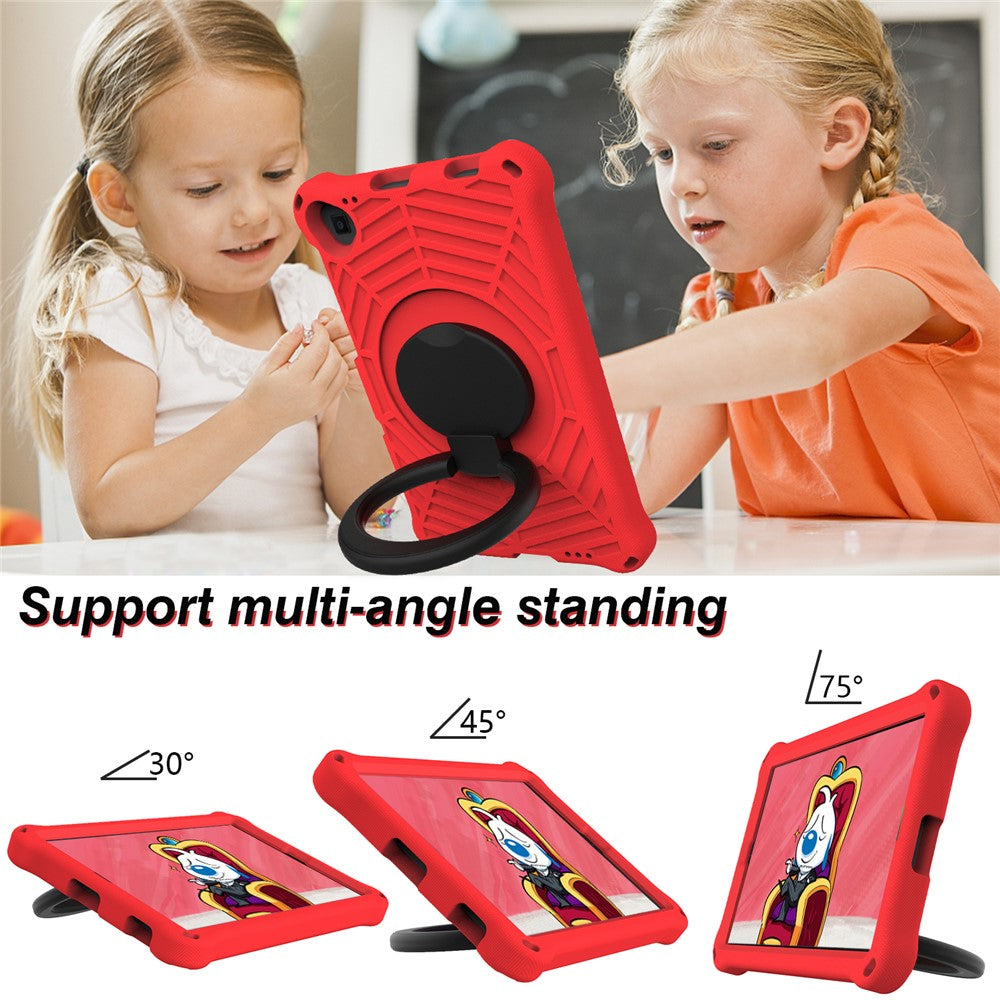 For Lenovo Tab M10 Plus / Tab M10 FHD Plus TB-X606F Spider Web Texture Rugged Protective Cover EVA Kickstand Hand Grip Kid-Proof Tablet Case with Shoulder Strap - Red
