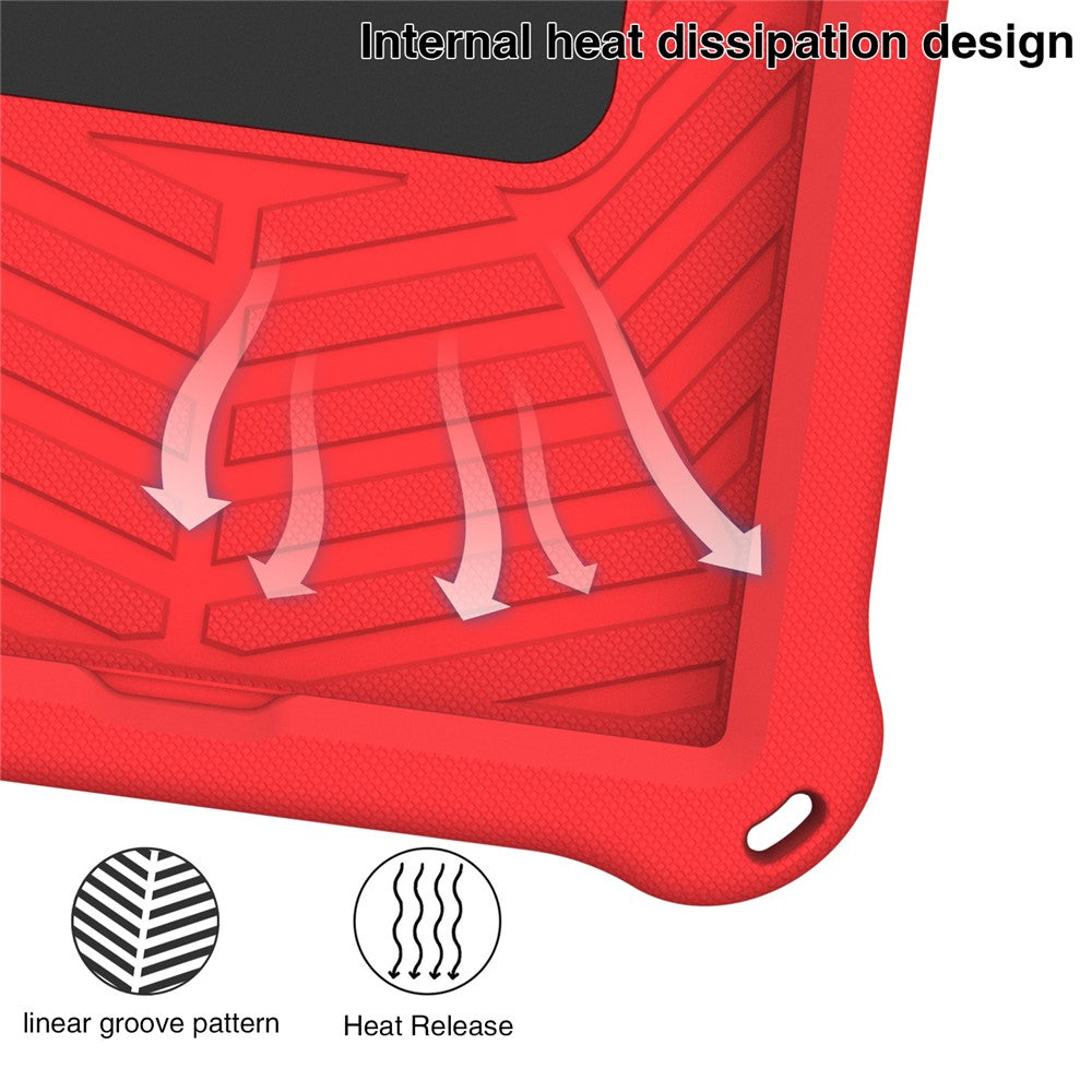 For Lenovo Tab M10 Plus / Tab M10 FHD Plus TB-X606F Spider Web Texture Rugged Protective Cover EVA Kickstand Hand Grip Kid-Proof Tablet Case with Shoulder Strap - Red