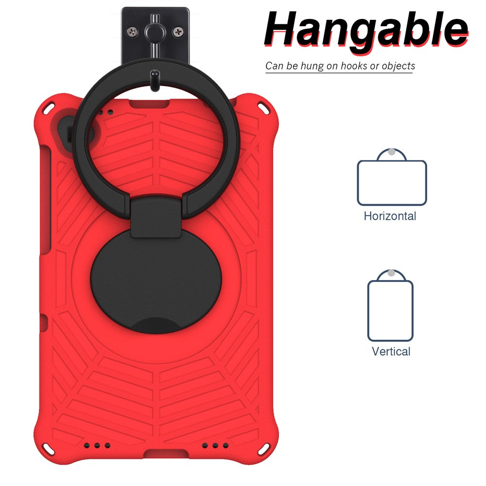 For Lenovo Tab M10 Plus / Tab M10 FHD Plus TB-X606F Spider Web Texture Rugged Protective Cover EVA Kickstand Hand Grip Kid-Proof Tablet Case with Shoulder Strap - Red