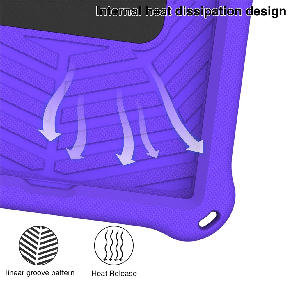 For Lenovo Tab M10 Plus / Tab M10 FHD Plus TB-X606F Spider Web Texture Rugged Protective Cover EVA Kickstand Hand Grip Kid-Proof Tablet Case with Shoulder Strap - Purple