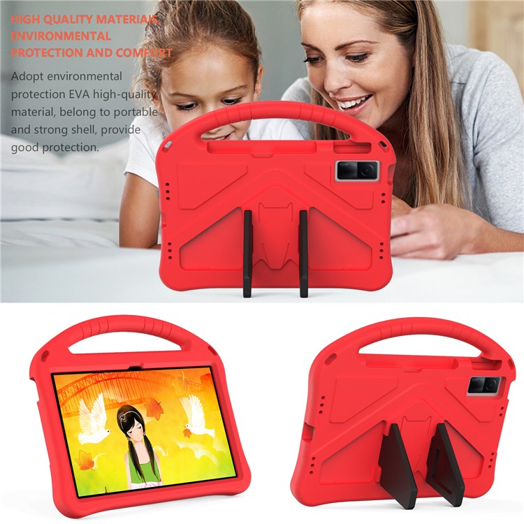 For Xiaomi Redmi Pad / Oppo Pad / Huawei MatePad 10.4 (2020) / (2022) / Honor V6 Tablet Case Portable Handle Foldable Kickstand Shockproof EVA Protective Cover - Red