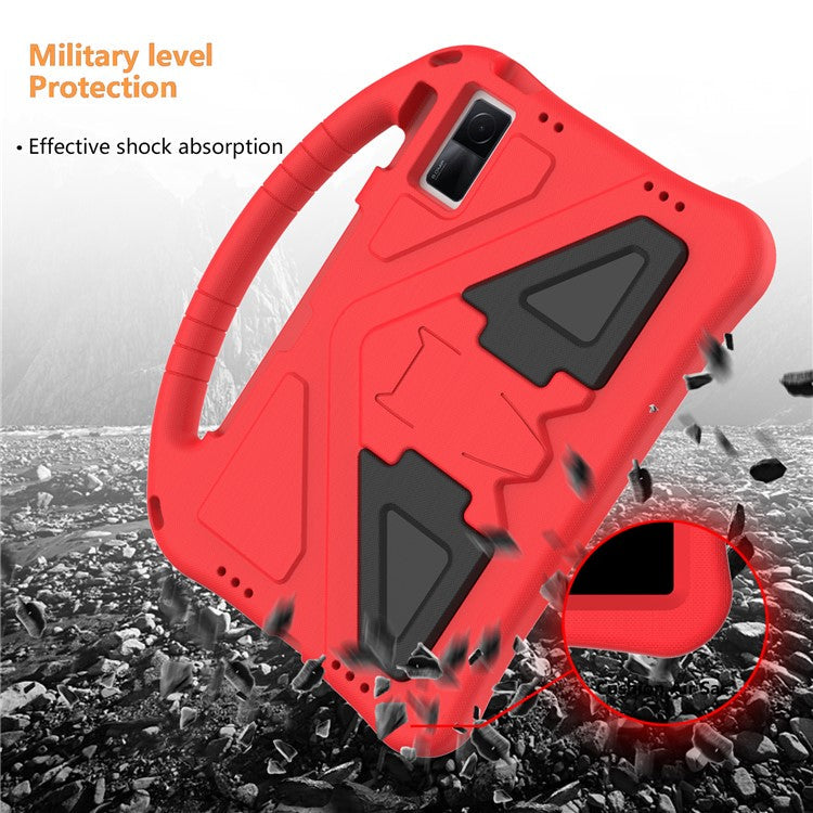 For Xiaomi Redmi Pad / Oppo Pad / Huawei MatePad 10.4 (2020) / (2022) / Honor V6 Tablet Case Portable Handle Foldable Kickstand Shockproof EVA Protective Cover - Red