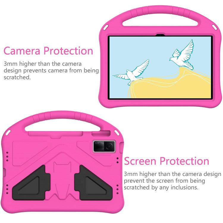For Xiaomi Redmi Pad / Oppo Pad / Huawei MatePad 10.4 (2020) / (2022) / Honor V6 Tablet Case Portable Handle Foldable Kickstand Shockproof EVA Protective Cover - Rose